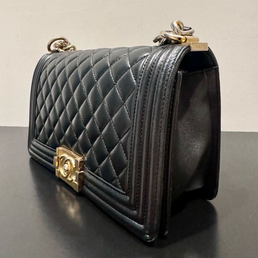 CHANEL 香奈兒 boy chanel 25 黑金仿舊鏈扣-3