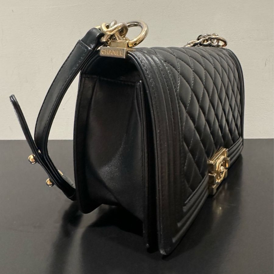 CHANEL 香奈兒 boy chanel 25 黑金仿舊鏈扣-4