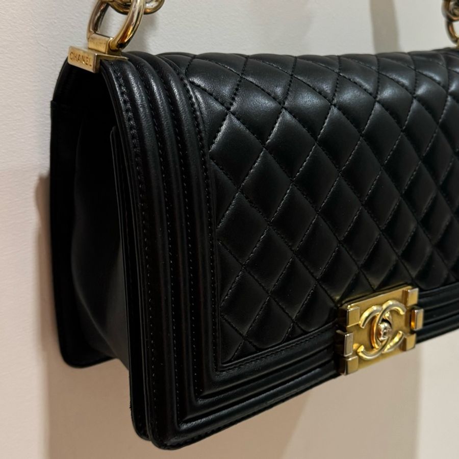 CHANEL 香奈兒 boy chanel 25 黑金仿舊鏈扣-10
