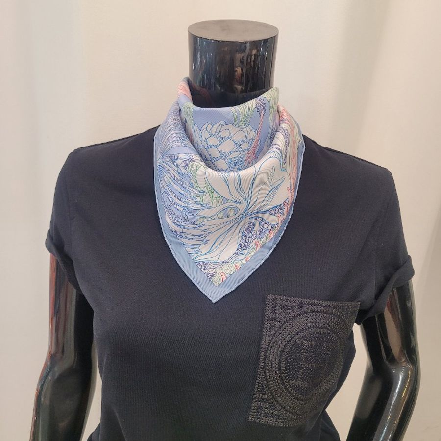 Hermès 手工捲邊真絲方巾 42cm-1