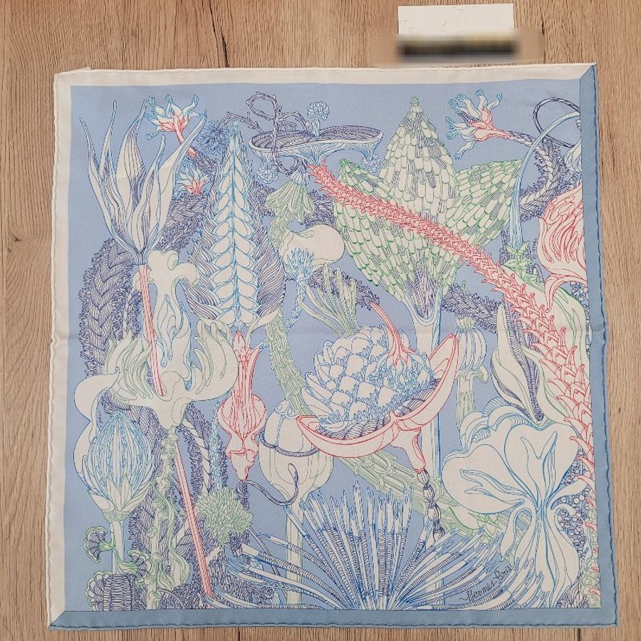 Hermès 手工捲邊真絲方巾 42cm-4