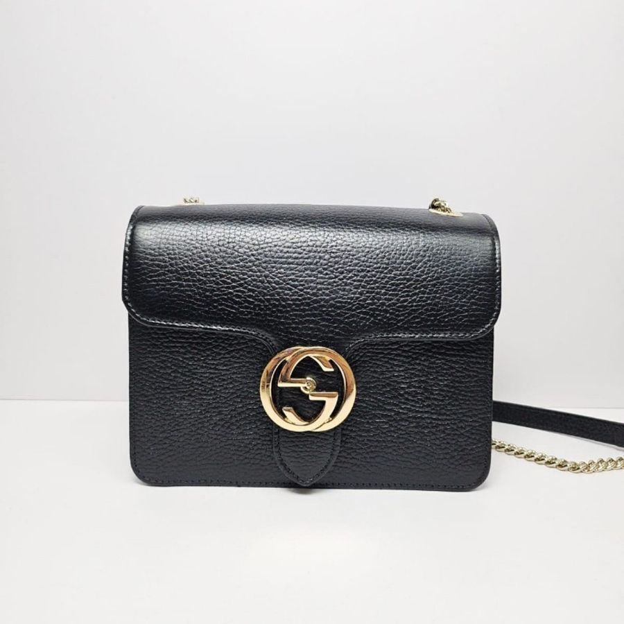 Gucci - GG Interlocking Chain Shoulder Bag黑色-0