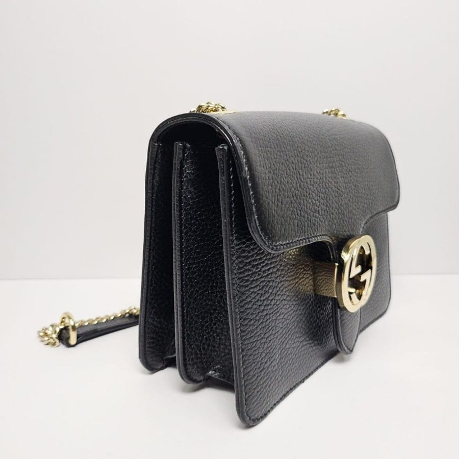 Gucci - GG Interlocking Chain Shoulder Bag黑色-1