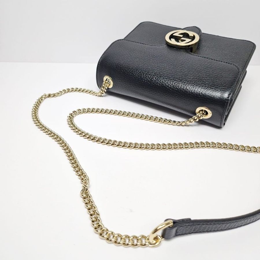 Gucci - GG Interlocking Chain Shoulder Bag黑色-3