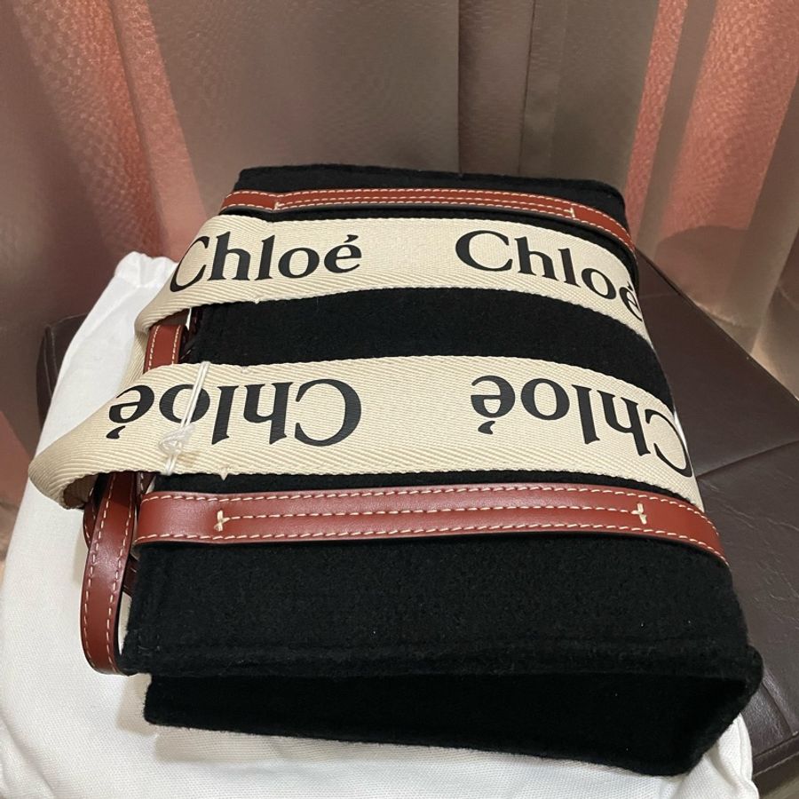 特價中⭐️全新CHLOE Woody 經典織帶毛氈款托特包-5