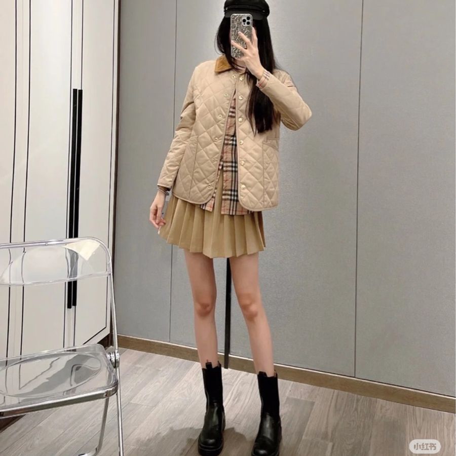 burberry 燈芯絨 翻領 菱格紋 黑科技恆溫 風衣外套 外套 雙面穿 棉外套 夾克 棉外套 防風外套-6