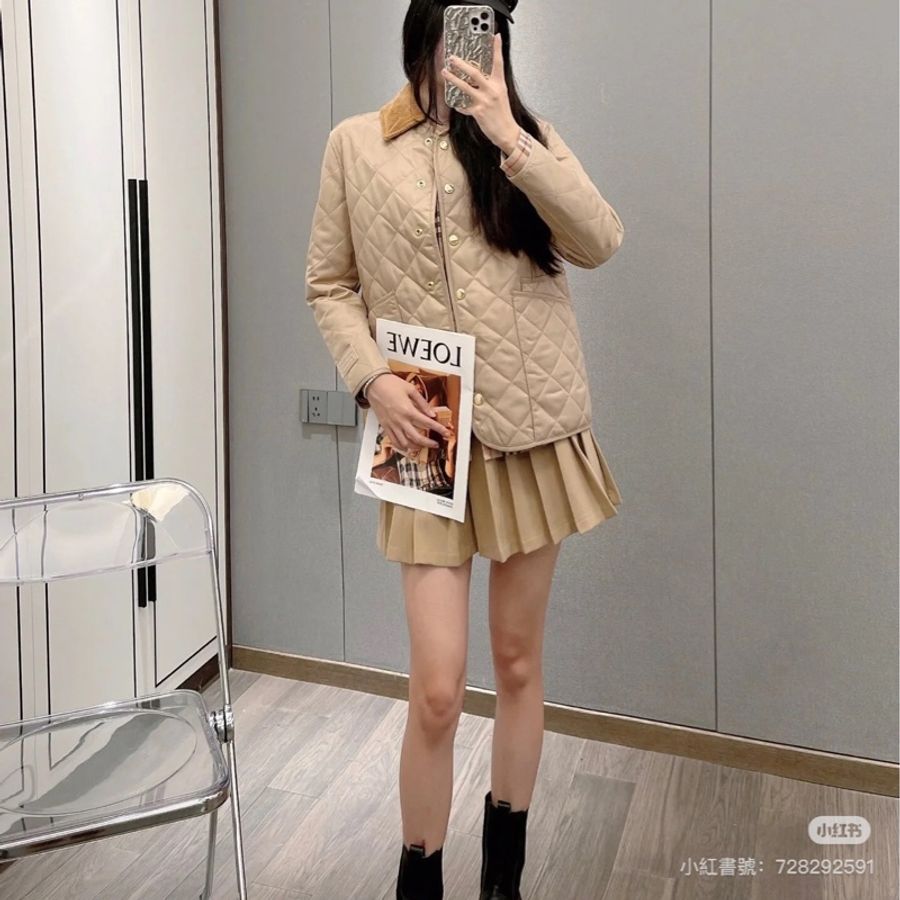 burberry 燈芯絨 翻領 菱格紋 黑科技恆溫 風衣外套 外套 雙面穿 棉外套 夾克 棉外套 防風外套-7