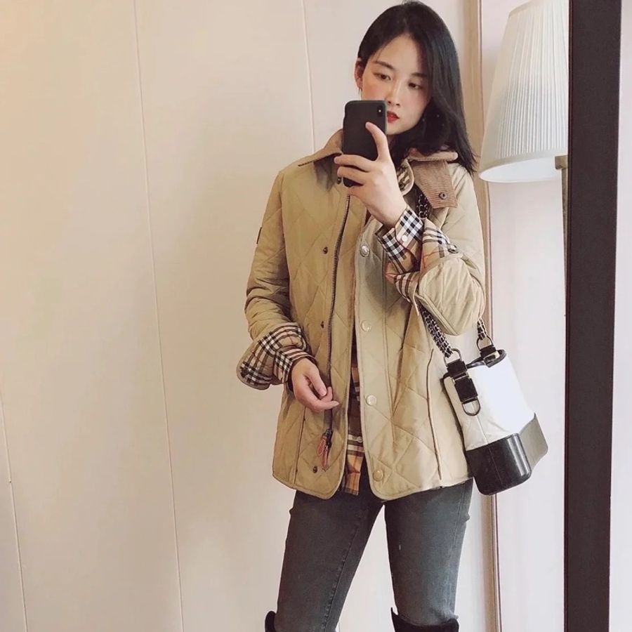 burberry 燈芯絨 翻領 菱格紋 黑科技恆溫 風衣外套 外套 雙面穿 棉外套 夾克 棉外套 防風外套-12