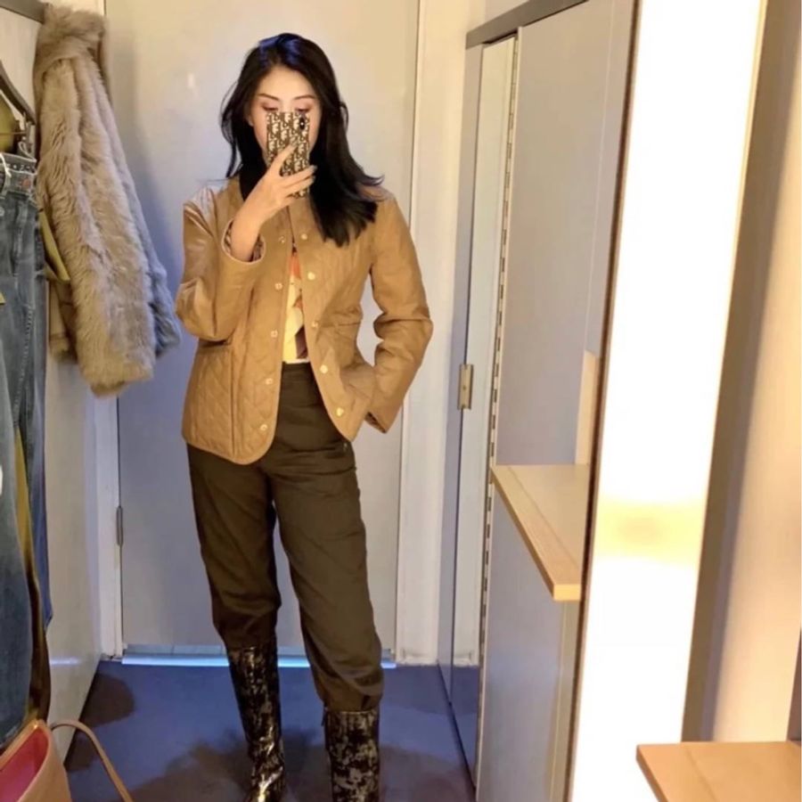 burberry 燈芯絨 翻領 菱格紋 黑科技恆溫 風衣外套 外套 雙面穿 棉外套 夾克 棉外套 防風外套-15
