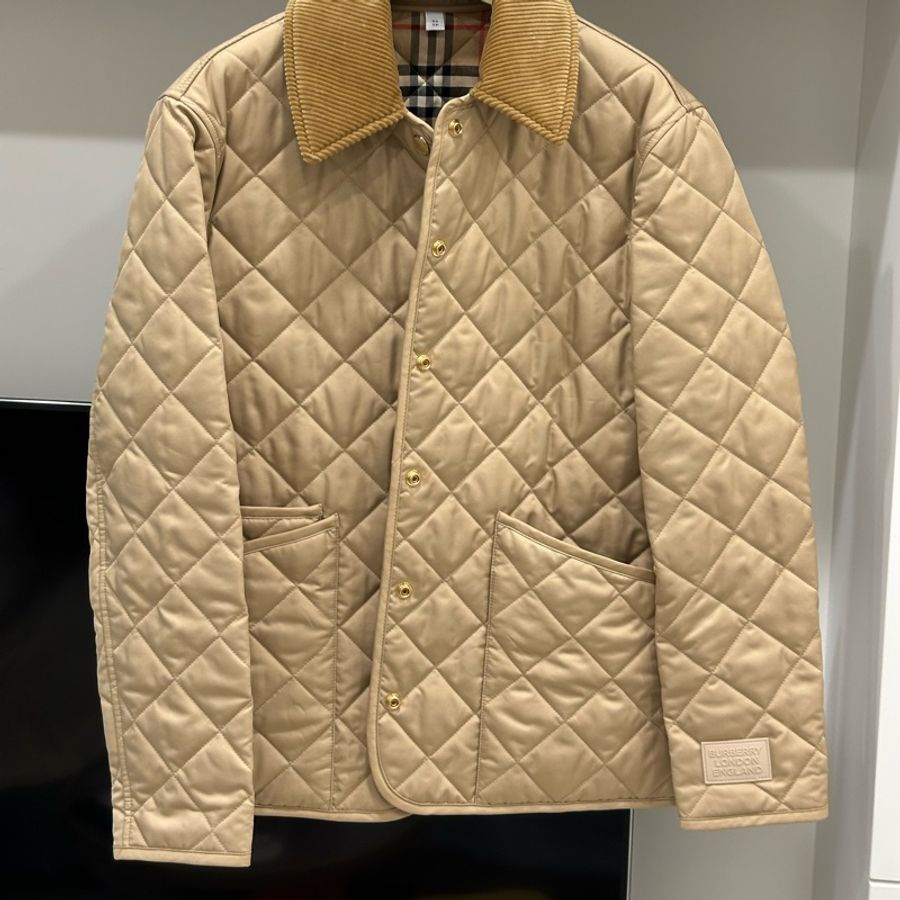 burberry 燈芯絨 翻領 菱格紋 黑科技恆溫 風衣外套 外套 雙面穿 棉外套 夾克 棉外套 防風外套-24