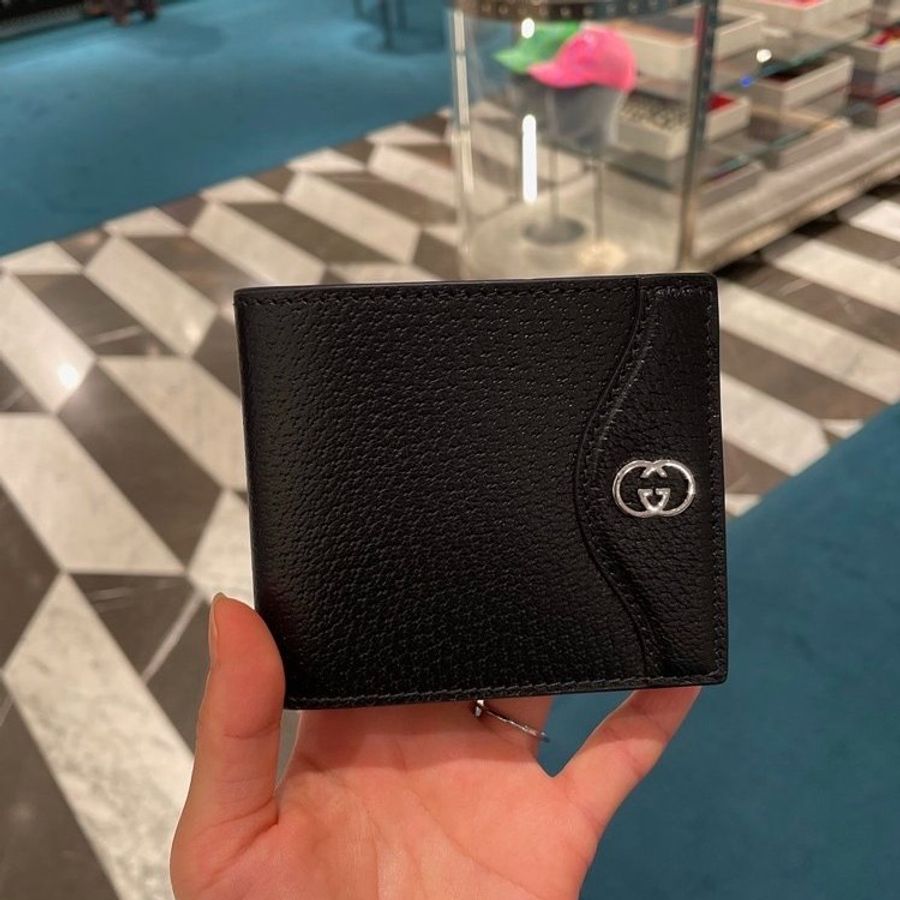 Gucci 734997 Interlocking G Logo 對開8卡短夾 黑色【促銷品】-6