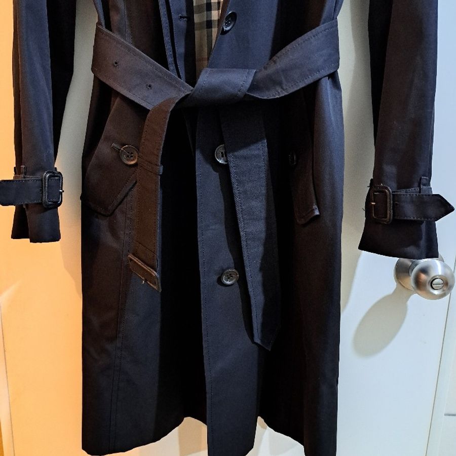 女M碼／Burberry London 女神長款風衣／經典NOVA 格紋/長90cm-3