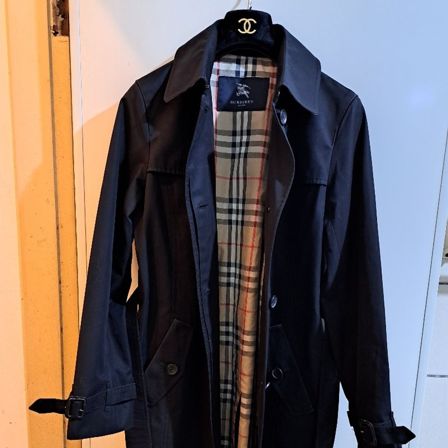 女M碼／Burberry London 女神長款風衣／經典NOVA 格紋/長90cm-12