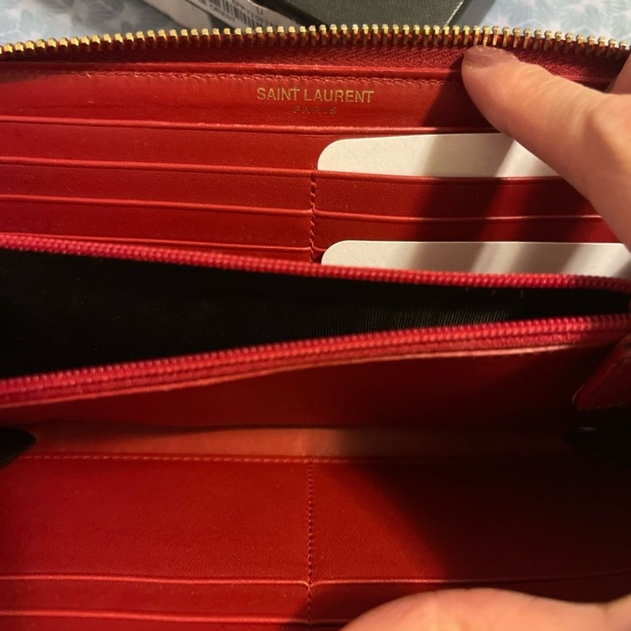 SAINT LAURENT YSL 紅色真皮皮夾-9