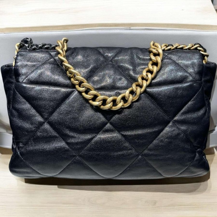 CHANEL 羊皮19系列 手提兩用包黑色 36公分-2
