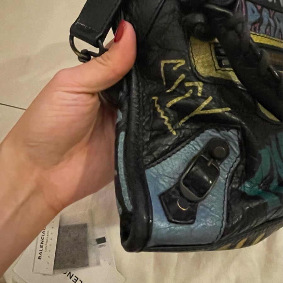 Balenciaga Mini City 塗鴉機車包-10