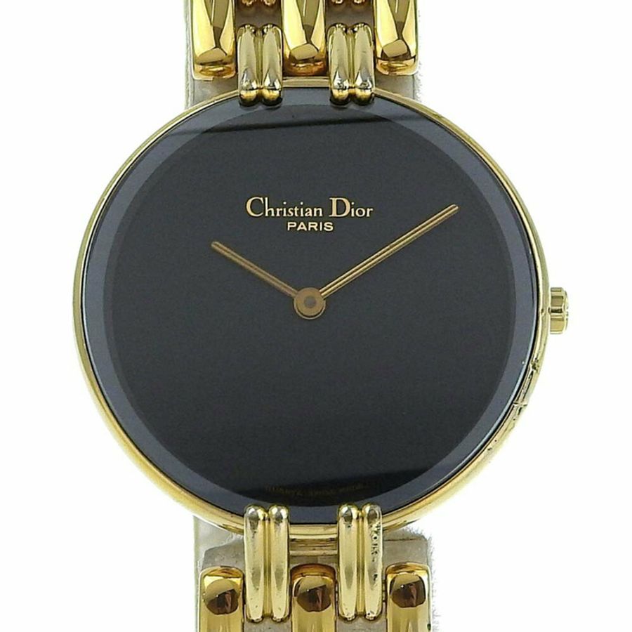 Christian Dior Bakira 手錶 D46-154-4 鍍金石英模擬顯示黑色錶盤女款 I120224009-0