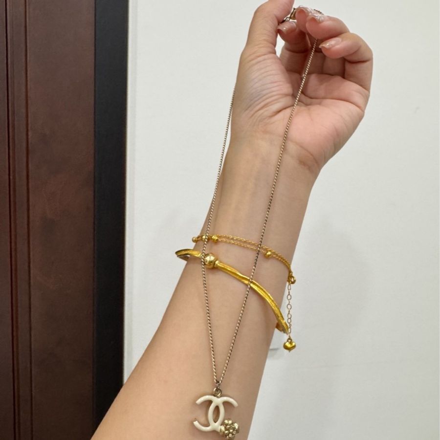 CHANEL 香奈兒 白琺瑯 經典時尚雙C LOGO山茶花 項鍊 鍊子-14