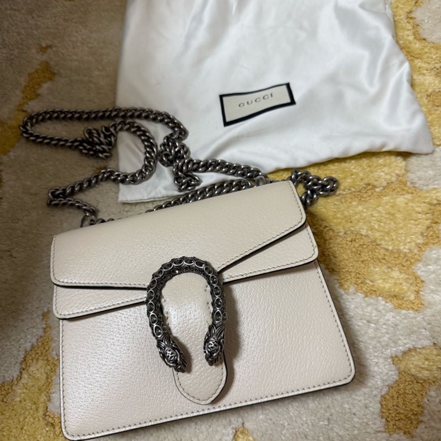 Gucci 酒神GUCCI 古馳 經典Dionysus 酒神包小號 白色牛皮-0