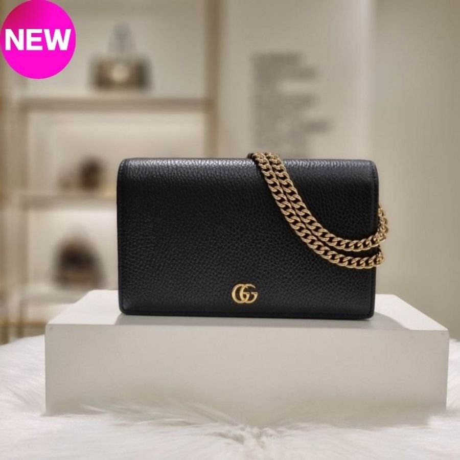 🎉新品好折扣✨Gucci 497985 GG Marmont 黑色皮革 WOC包-1