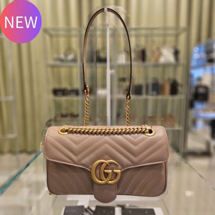 Gucci 443497 GG Marmont 小款 26公分衍縫包 復古玫瑰粉色《當季專櫃正售★全新商品 》-0