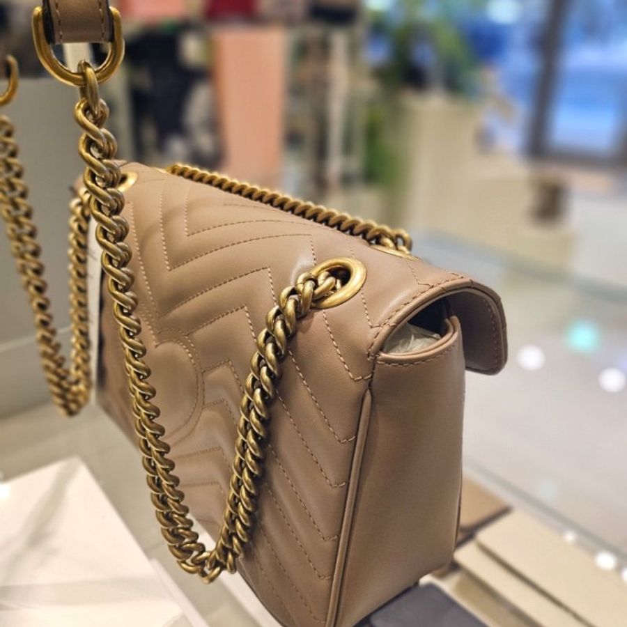 Gucci 443497 GG Marmont 小款 26公分衍縫包 復古玫瑰粉色《當季專櫃正售★全新商品 》-6