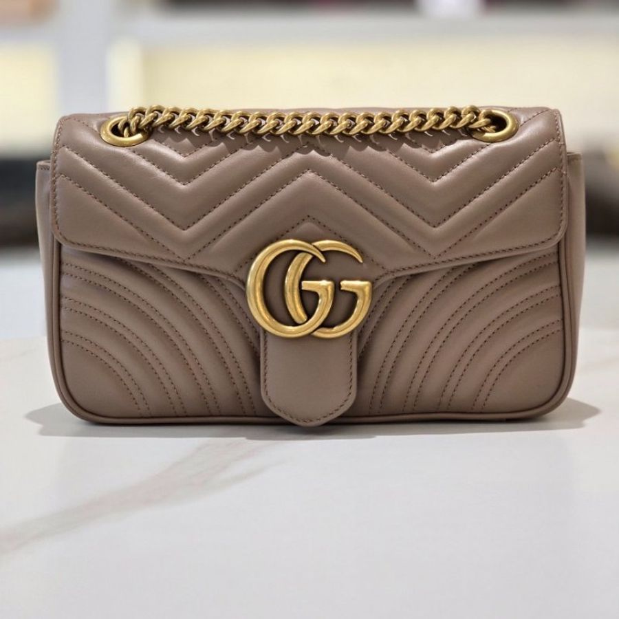Gucci 443497 GG Marmont 小款 26公分衍縫包 復古玫瑰粉色《當季專櫃正售★全新商品 》-17