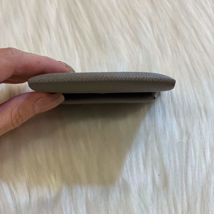 Hermes 8F錫器灰內拼牛油果綠slia 零錢卡包-2