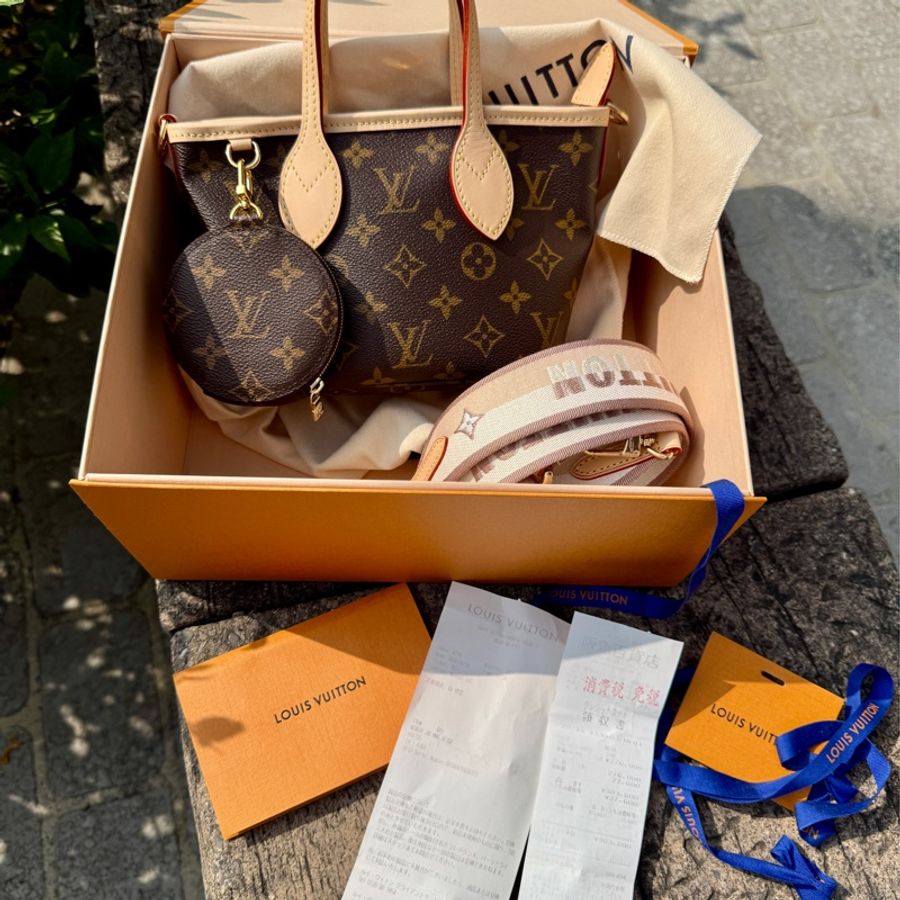 全新LV老花Neverfull BB側背手提包斜背包M46705-0