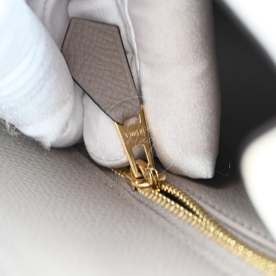 [Brand New] Hermes Kelly 25 Epsom Gris Tourterelle & Nata with Brushed Gold Hardware-8