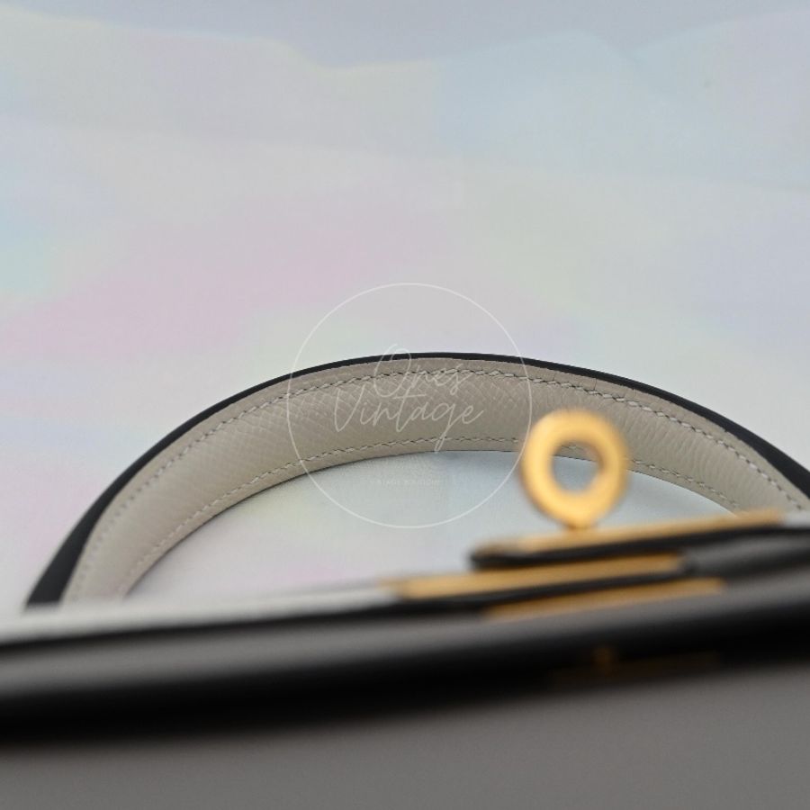 [Brand New] Hermes Kelly 25 Epsom Gris Tourterelle & Nata with Brushed Gold Hardware-9