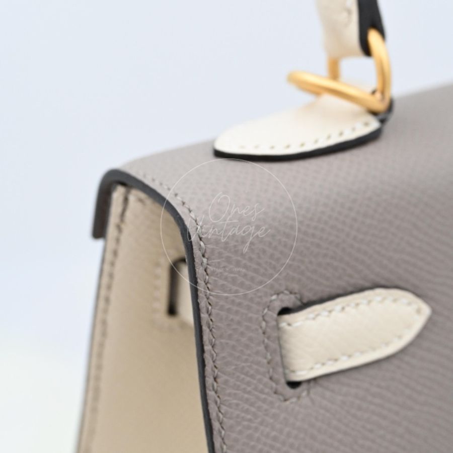 [Brand New] Hermes Kelly 25 Epsom Gris Tourterelle & Nata with Brushed Gold Hardware-22