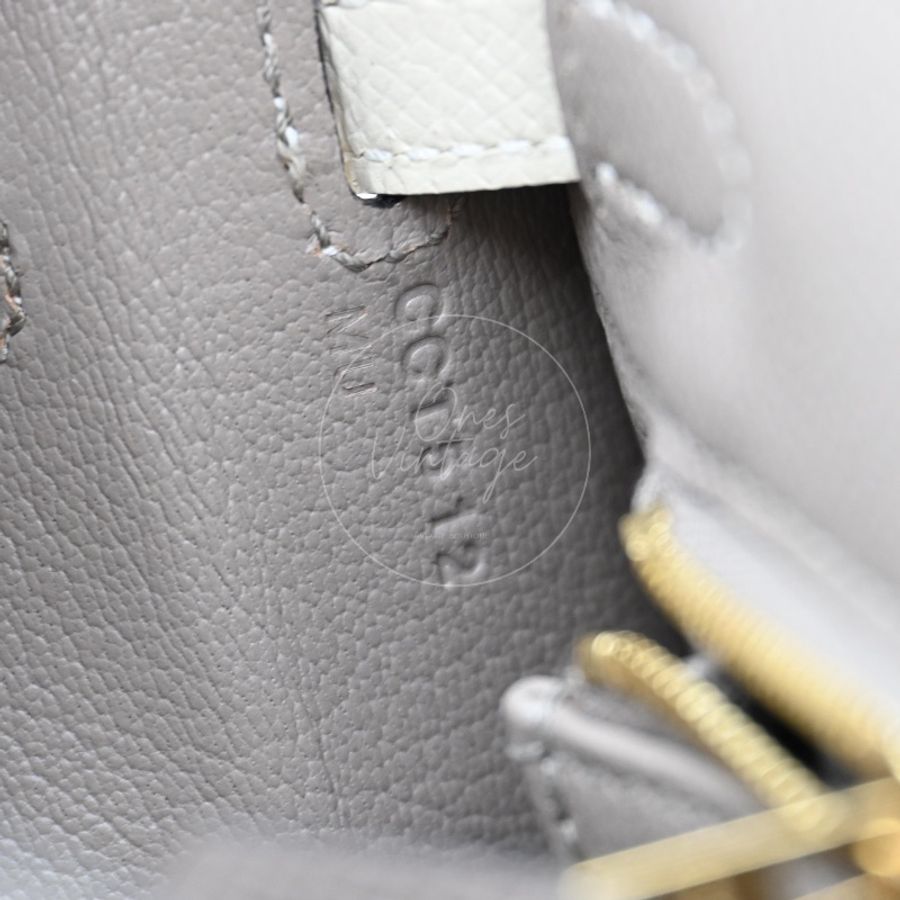 [Brand New] Hermes Kelly 25 Epsom Gris Tourterelle & Nata with Brushed Gold Hardware-61
