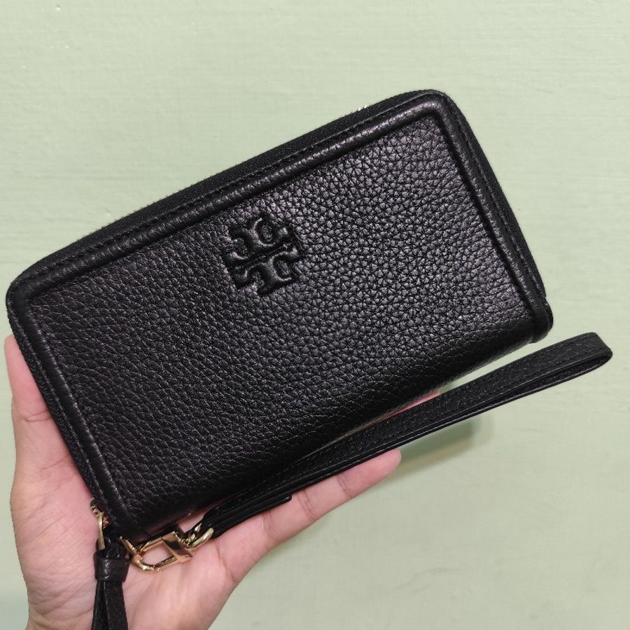 TB TORY BURCH THEA ZIP 荔枝紋 拉鍊手拿長夾 黑色 全新(年末限時特價1/1止)-0
