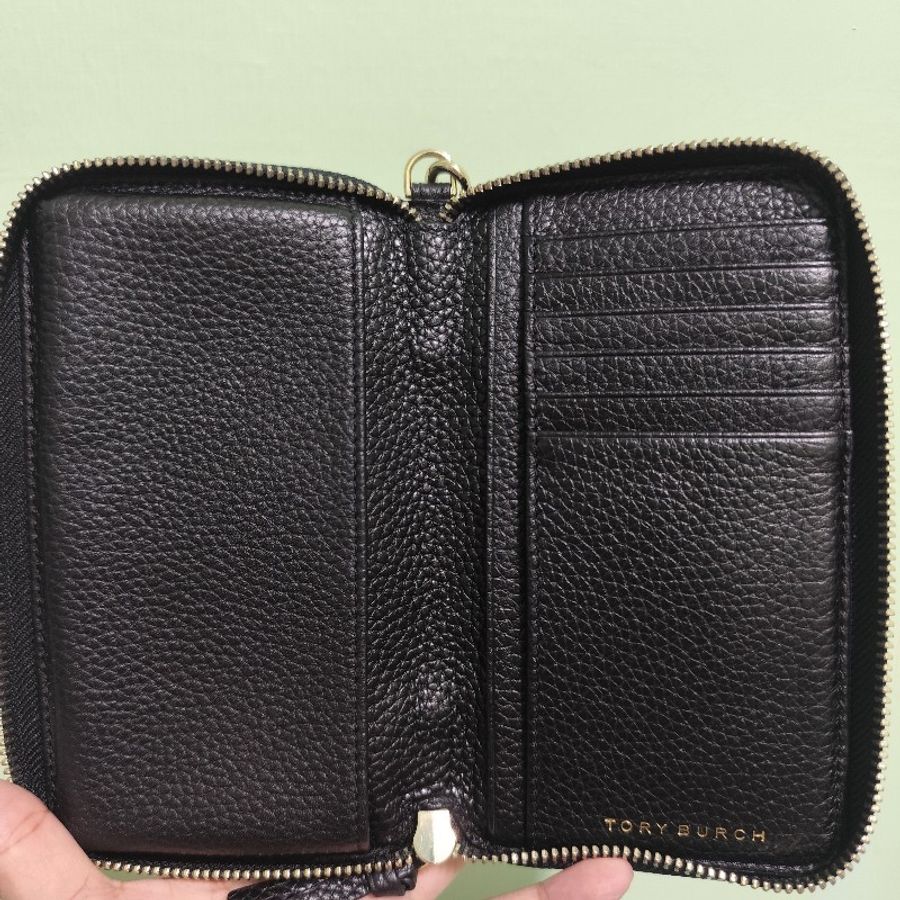 TB TORY BURCH THEA ZIP 荔枝紋 拉鍊手拿長夾 黑色 全新(年末限時特價1/1止)-3
