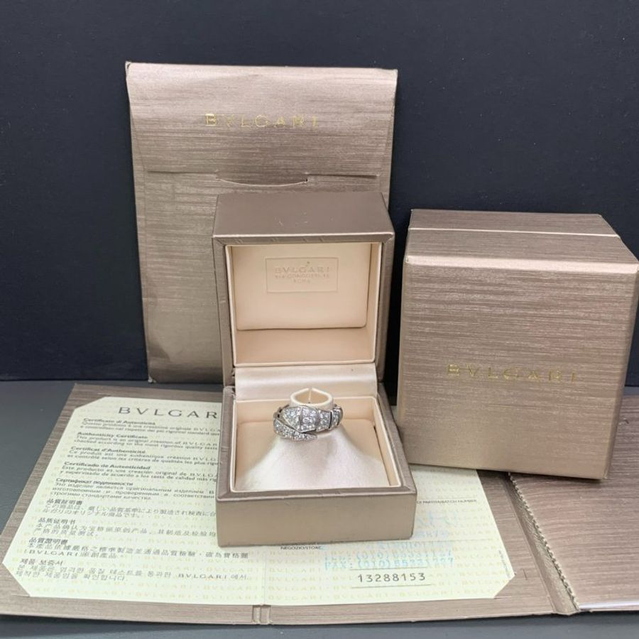 宝格丽/Bvlgari Serpenti 白金宽版满钻蛇戒-0