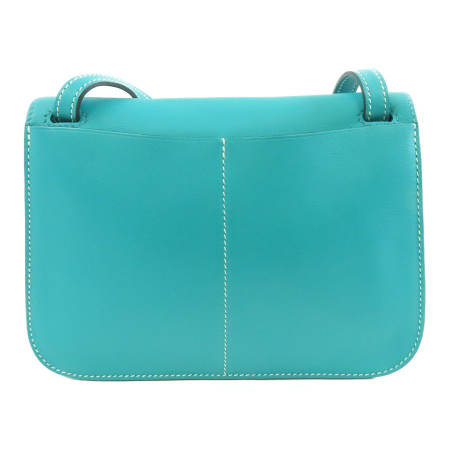 HERMES 【激減優惠】Swift皮革Mini Halzan銀扣肩背袋Bleu Paon/孔雀藍色-1