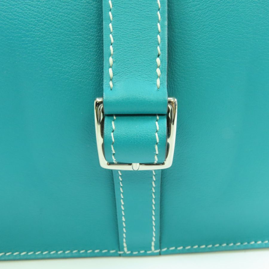 HERMES 【激減優惠】Swift皮革Mini Halzan銀扣肩背袋Bleu Paon/孔雀藍色-13