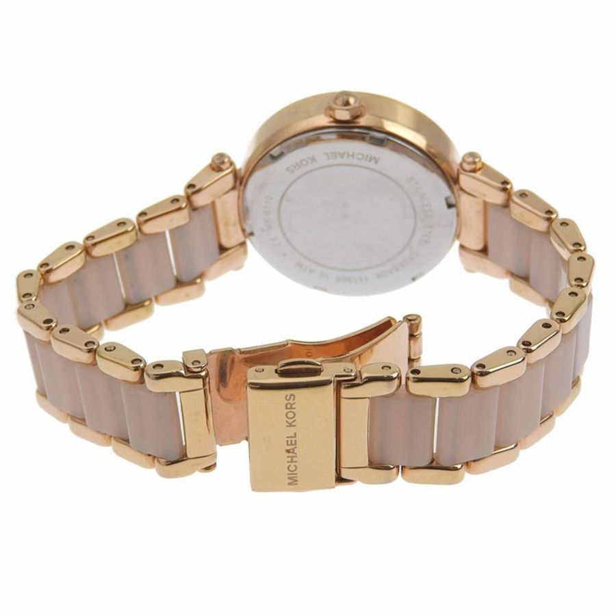 Michael Kors 日日期手錶 MK6110 不鏽鋼 x 醋酸纖維玫瑰金石英多針模擬顯示錶盤女式-4