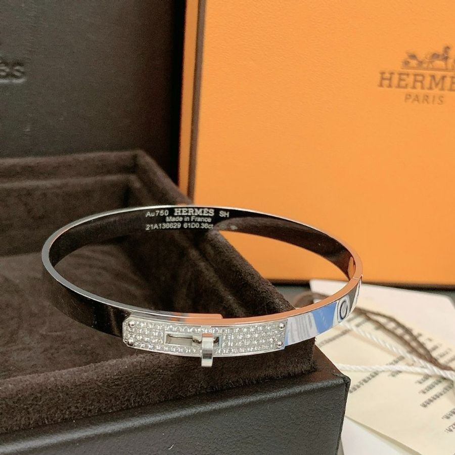 Hermes爱马仕Kelly白金半钻手镯-0