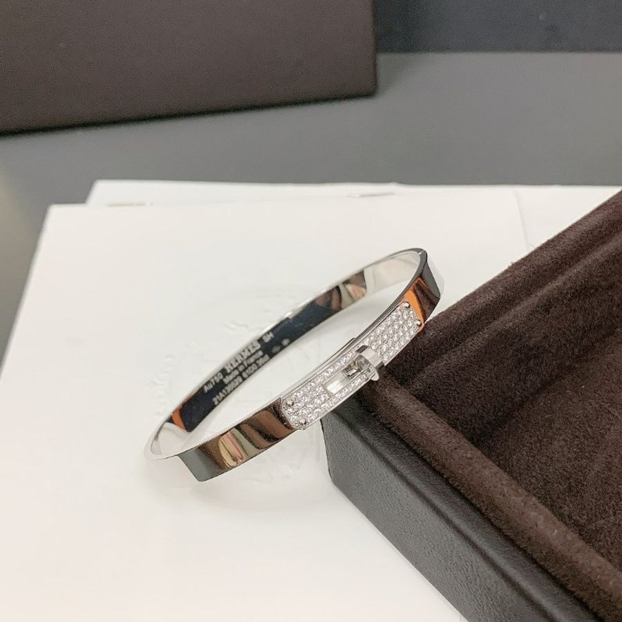 Hermes爱马仕Kelly白金半钻手镯-2