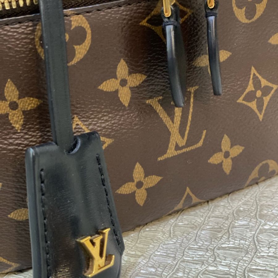 LV 雙色原花金釦手提斜背化妝包Vanity PM M45165-6