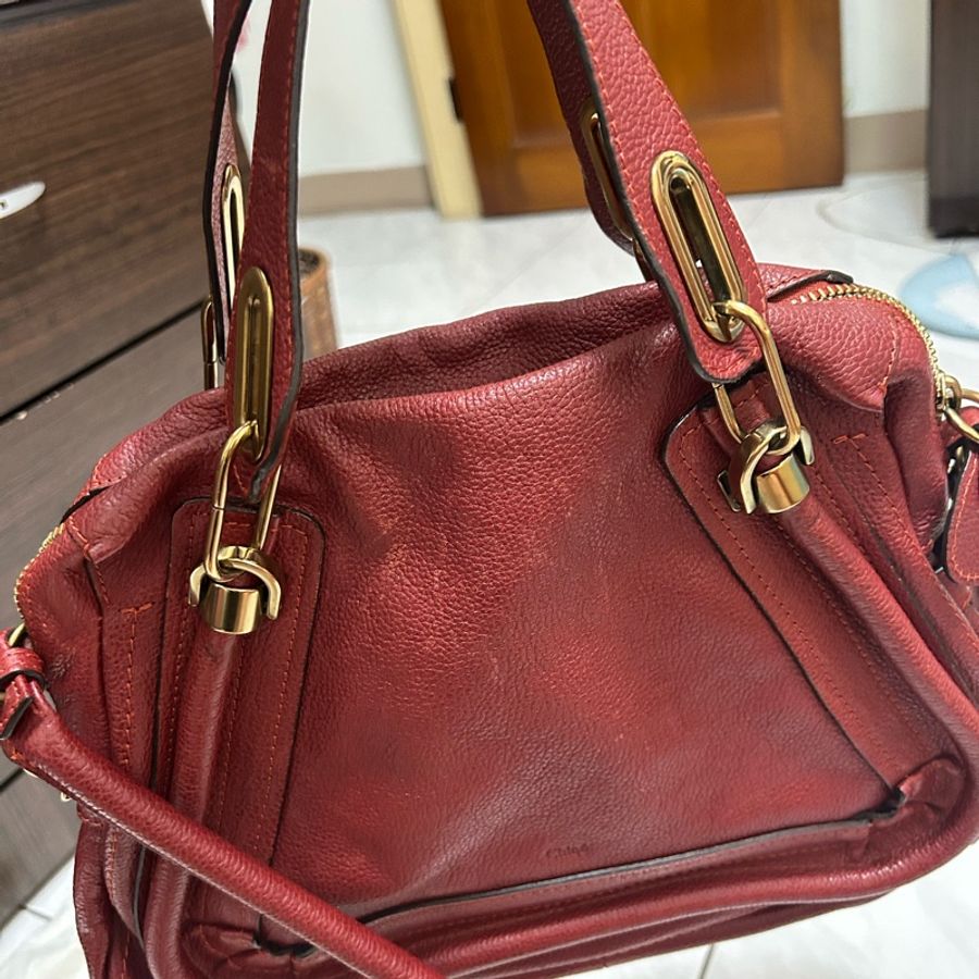 Chloe 酒紅色PARATY 手提/肩背兩用包-4