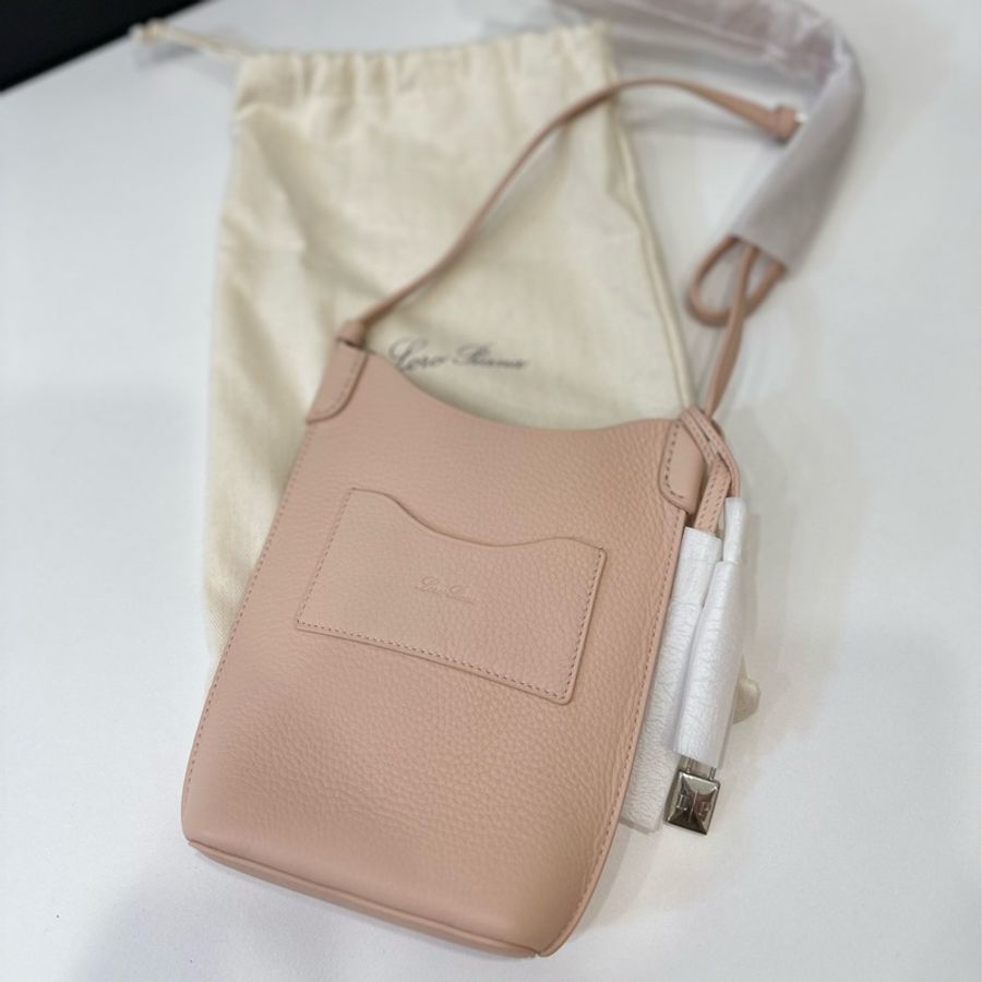 Loropiana LP loro piana 肉粉色 手機包 斜背包 肩背包 廢包 肩背包 手機袋-5