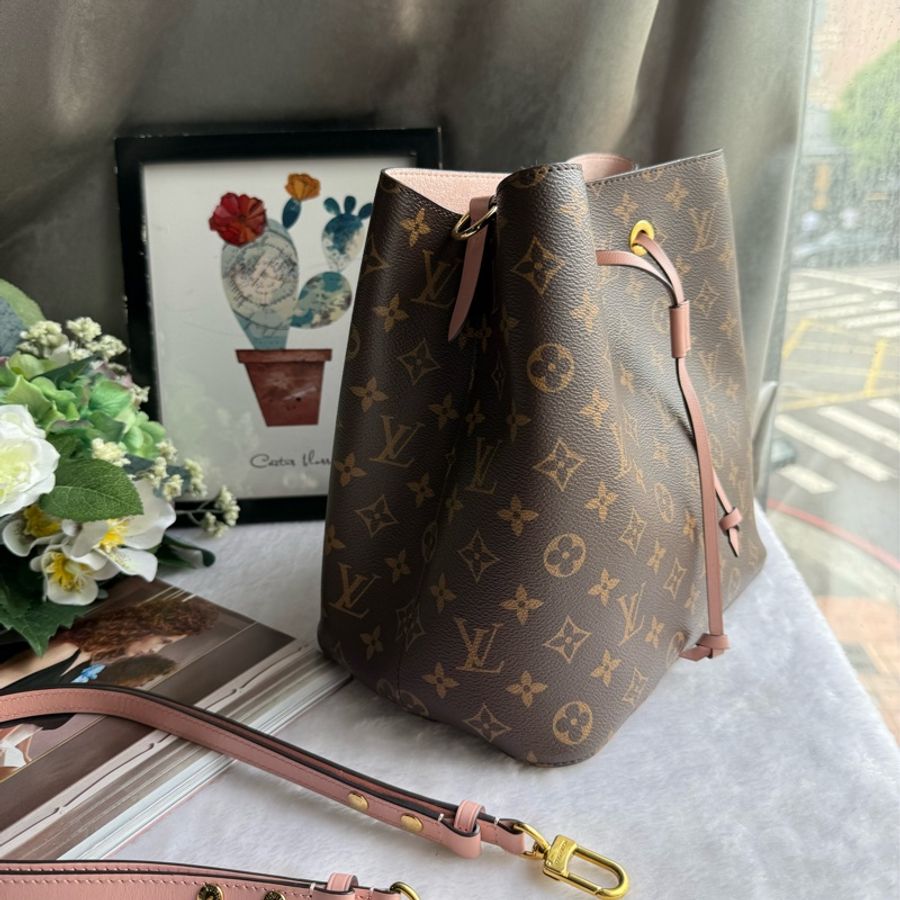 Louis Vuitton NEONOE monogram肩背水桶包(粉色)M44022-3