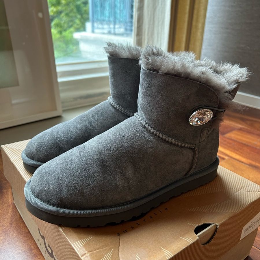 UGG Boots灰色水晶扣裝飾雪靴-0