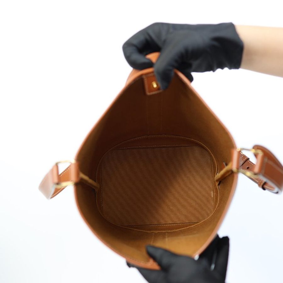 二手CELINE TRIOMPHE BUCKET 白色老花款-2