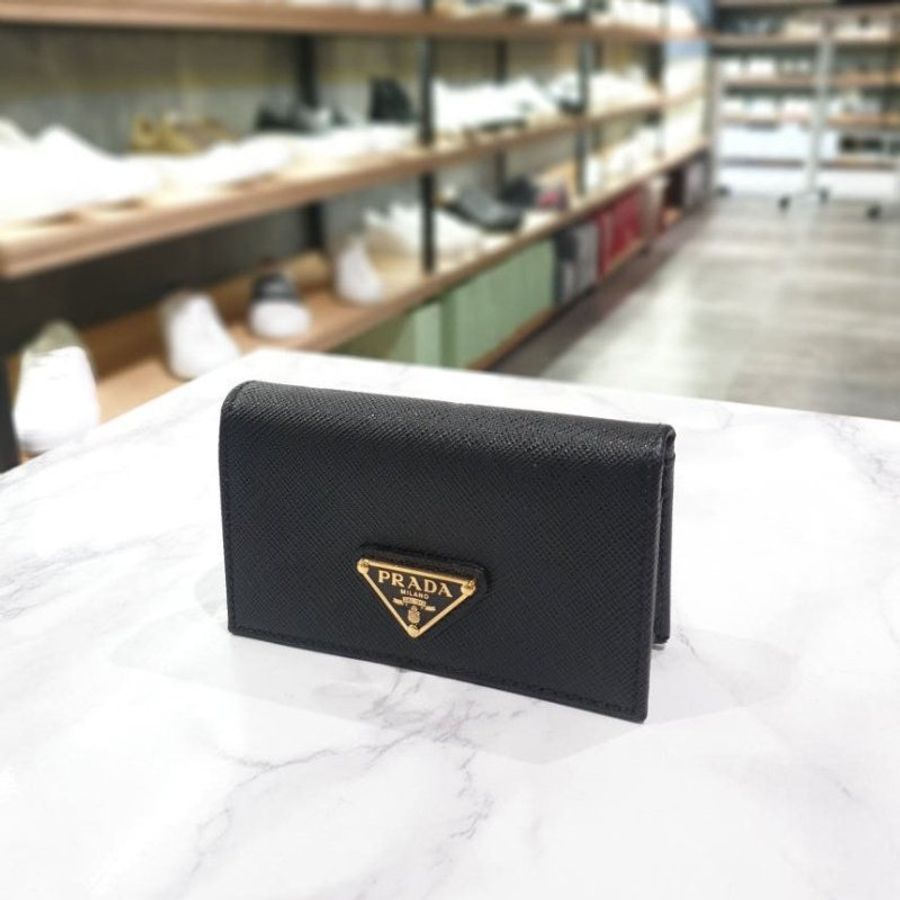 "限時降價"-Prada 1MC122 Saffiano 皮革名片卡夾包 黑色-2