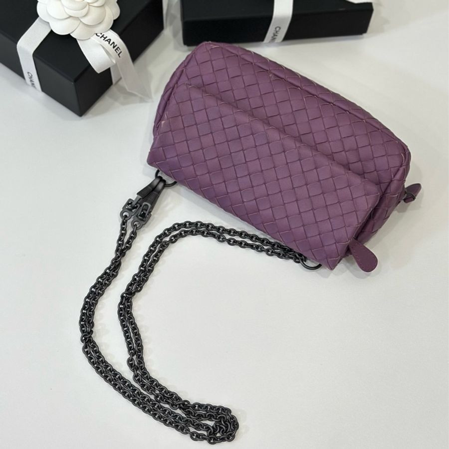 Bottega Veneta Mini 紫 編織 鏈條包 鏈帶包 斜背包 肩背包 手提包 側背包-19