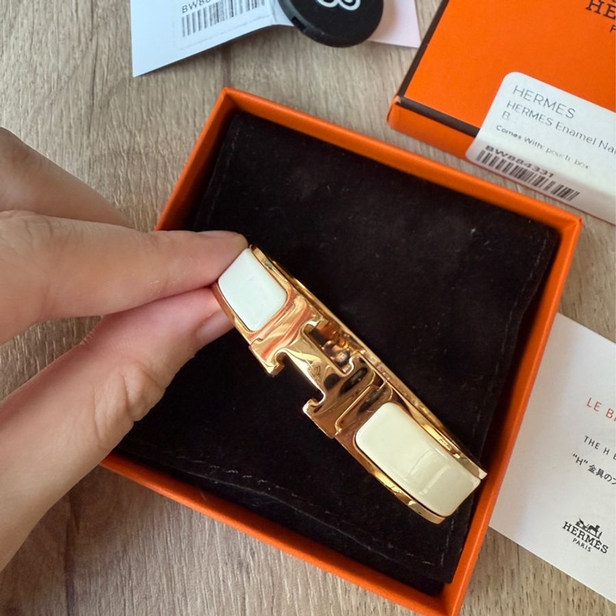 Hermes Clic H Bracelet (Craie) 白色x金色 手環 手鐲-3